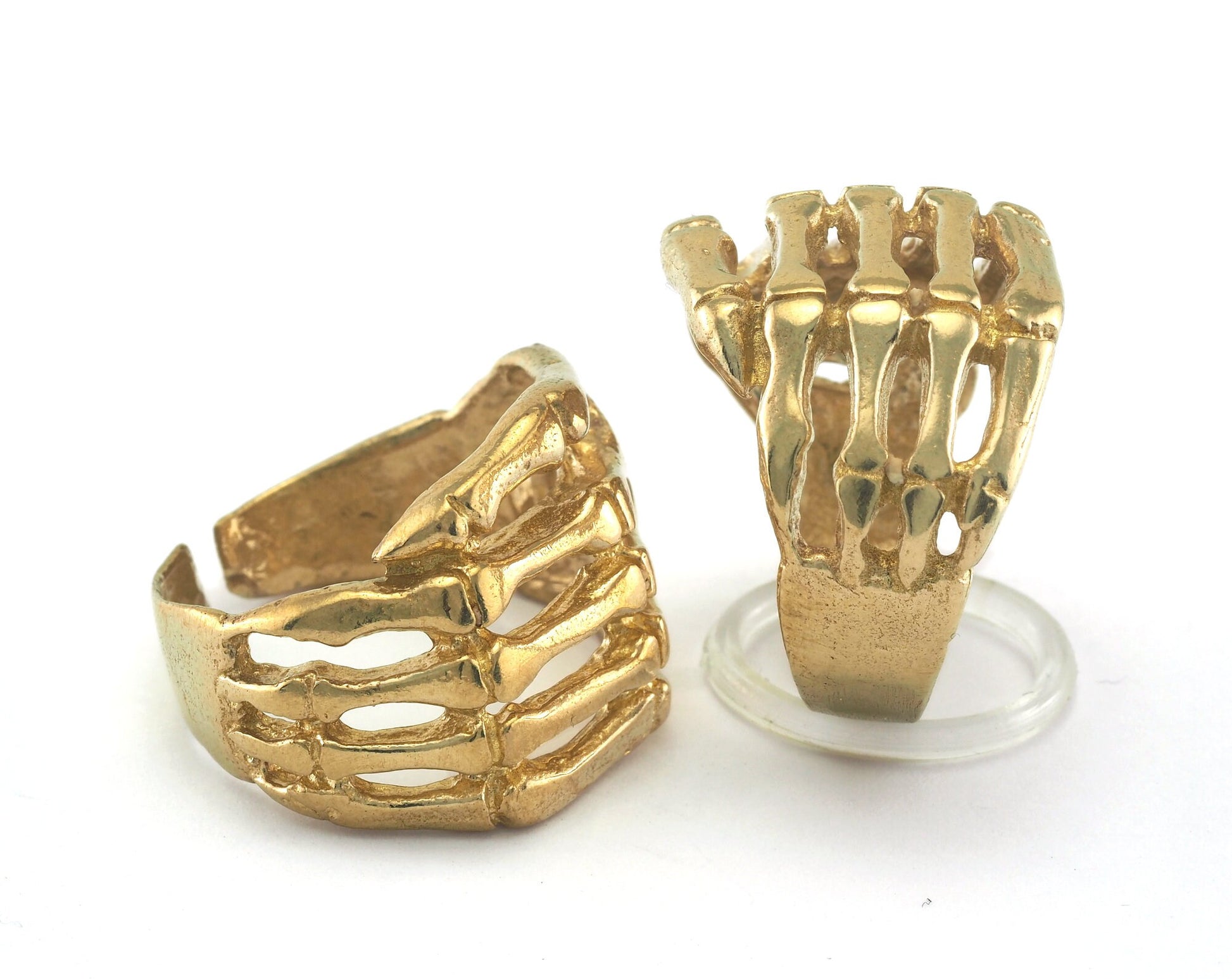 Skeleton Hand Adjustable Ring Raw brass (18mm 8US inner size) OZ2815