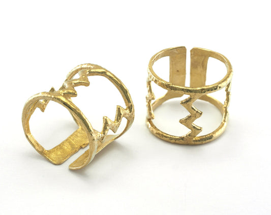 Ring Zig Zag Adjustable Ring Blank - Raw Brass (17mm 7US inner size) OZ2534