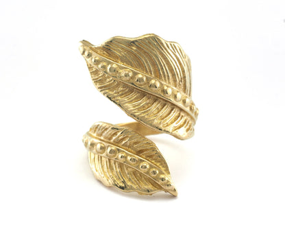 Leaf Ring Adjustable Raw Brass (16.5mm 6US inner size) OZ2512