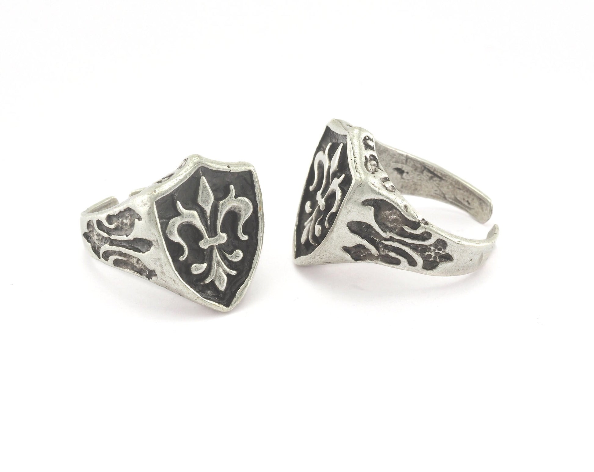 Lily Ring Logo Adjustable Ring Antique Silver Plated Brass (17.5mm 7US inner size) OZ1955