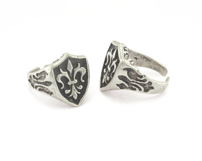 Lily Ring Logo Adjustable Ring Antique Silver Plated Brass (17.5mm 7US inner size) OZ1955