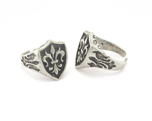 Lily Ring Logo Adjustable Ring Antique Silver Plated Brass (17.5mm 7US inner size) OZ1955
