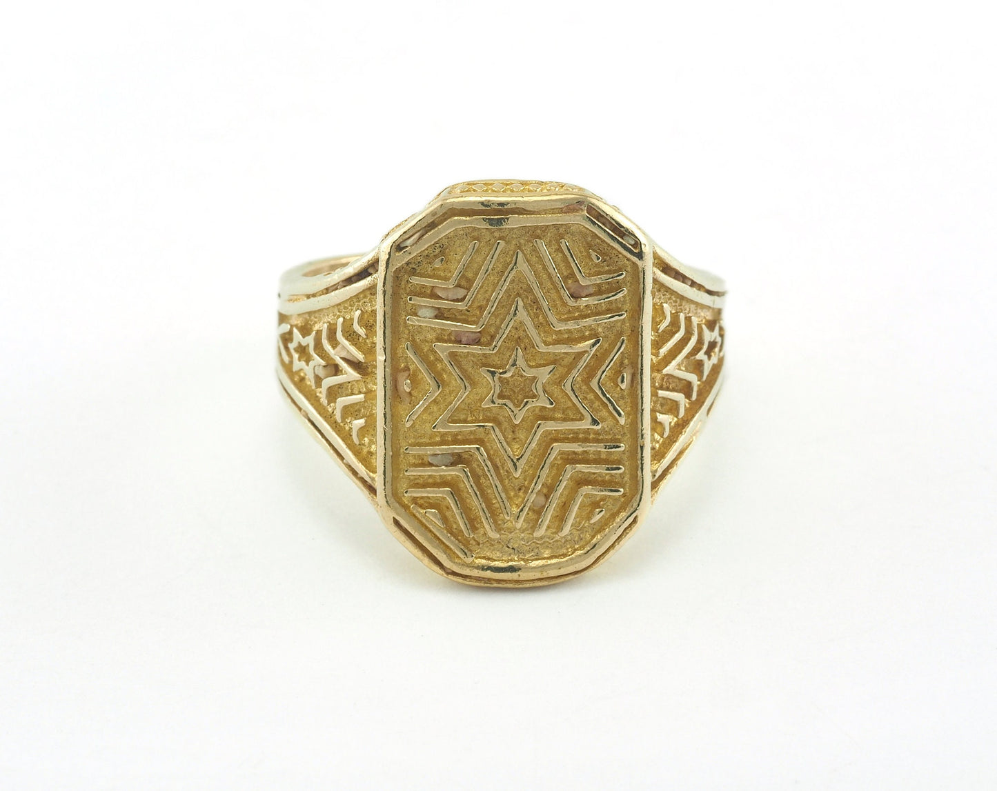 Star Ring Textured Adjustable Ring Raw Brass (20mm 10US inner size) OZ2242