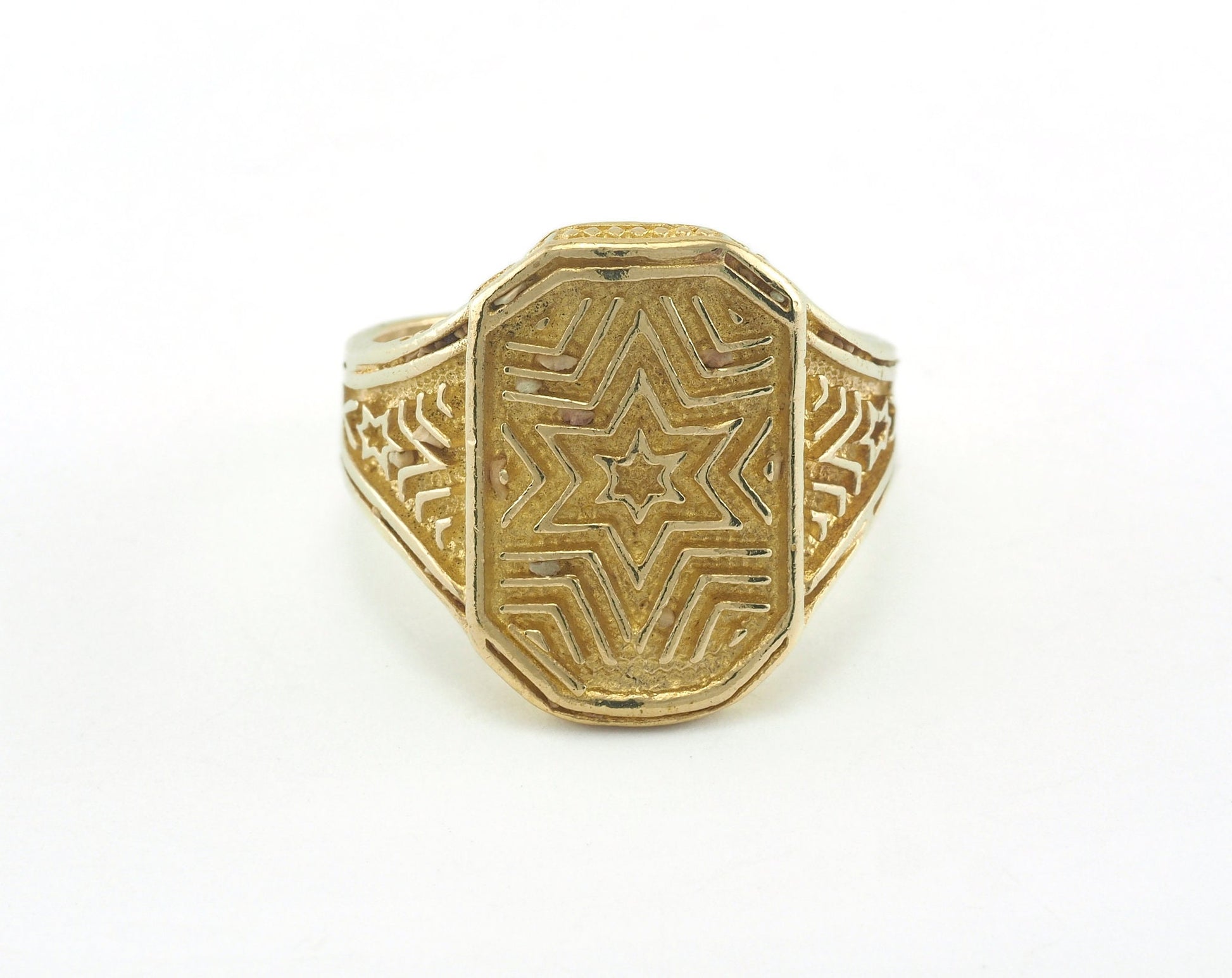Star Ring Textured Adjustable Ring Raw Brass (20mm 10US inner size) OZ2242