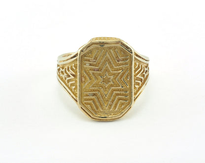 Star Ring Textured Adjustable Ring Raw Brass (20mm 10US inner size) OZ2242