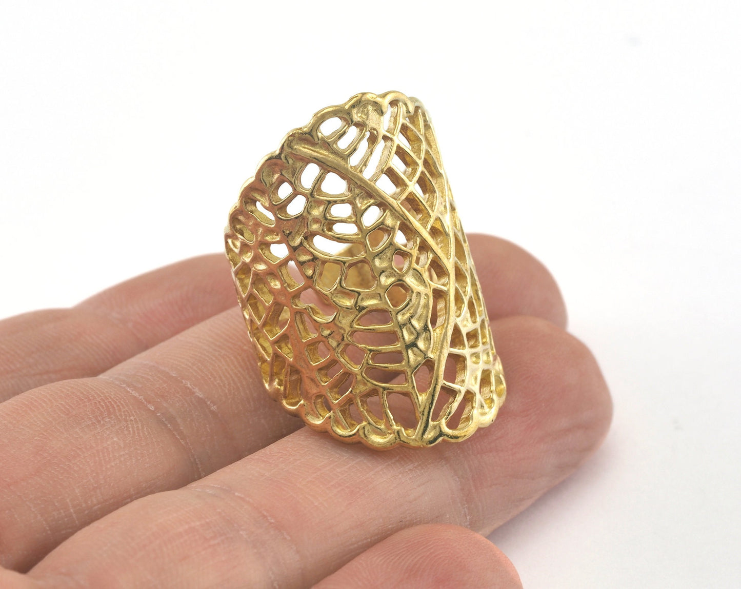 Filigree Ring Adjustable Ring Raw Brass 1 Pc. (18.5mm 8.5US inner size) OZ2267 33mm