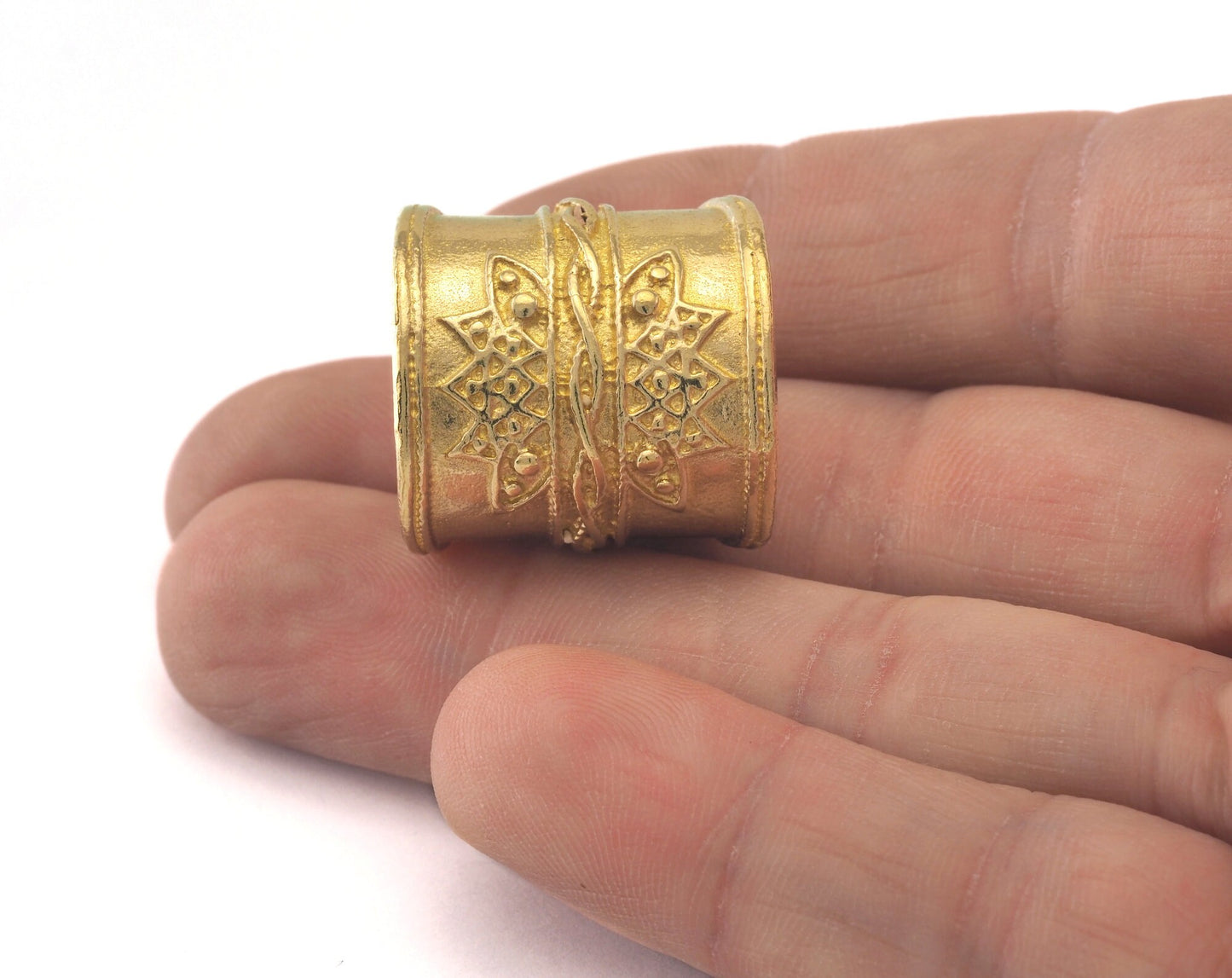 Textured Round Adjustable Ring Raw Brass (17.5mm 7US inner size) OZ2407 23mm