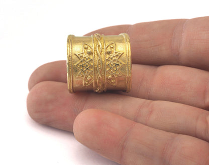 Textured Round Adjustable Ring Raw Brass (17.5mm 7US inner size) OZ2407 23mm