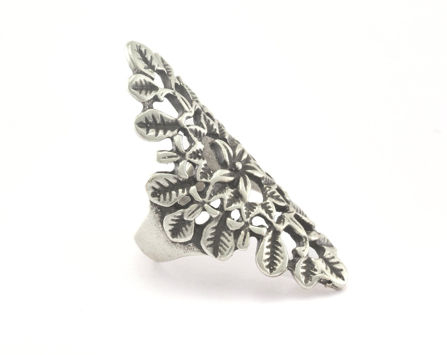 Flowers Adjustable Ring Antique Silver Plated brass (18mm 7.5US inner size) OZ3308 47mm