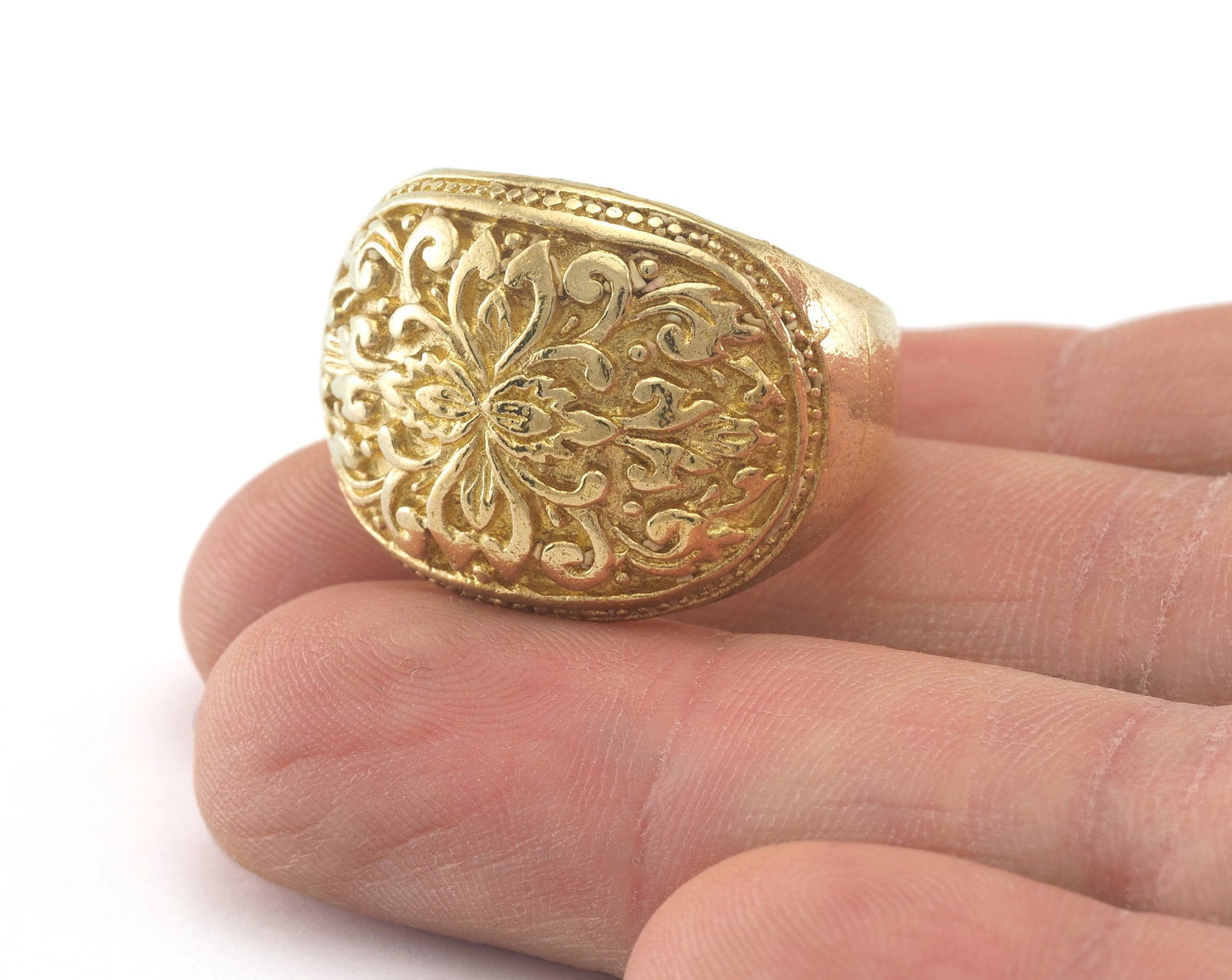 Adjustable Signet Ring Raw brass (21mm 11US inner size) OZ2132 Ring26