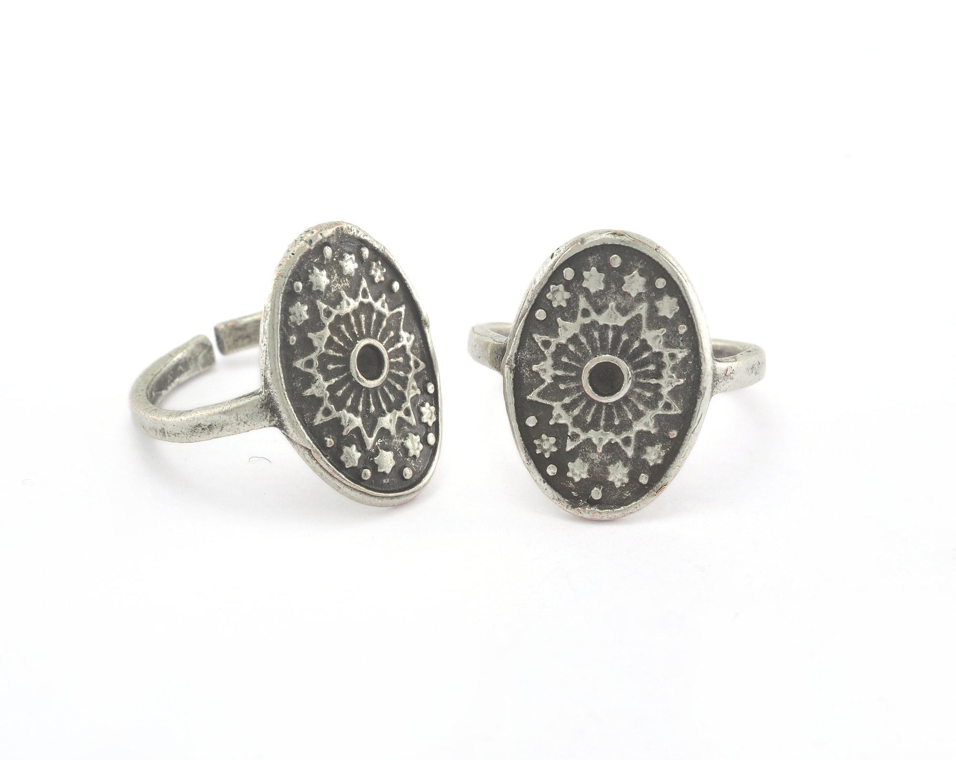 Ring Adjustable Ring Bezel Antique Silver Plated Brass (16.5mm 6US inner size - Adjustable ) OZ2128