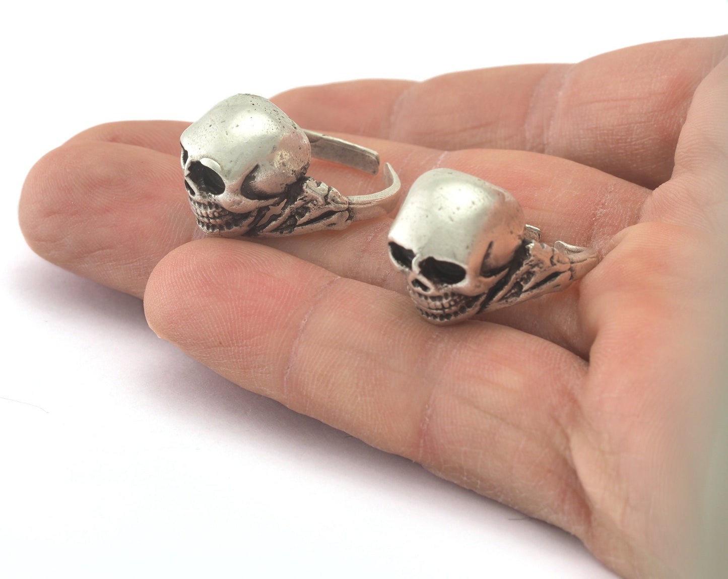 Skull Ring Adjustable Ring Antique Silver Plated brass (17mm 7US inner size) Oz749 ring30