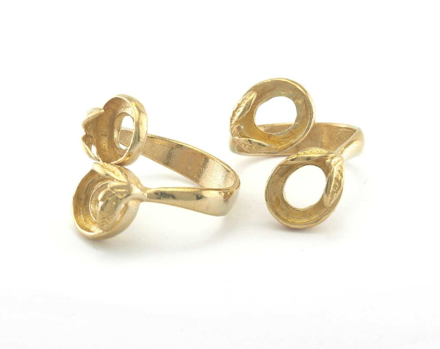 Ring Adjustable Ring Bezel - Raw Brass (19mm 9US inner size - Adjustable ) OZ965