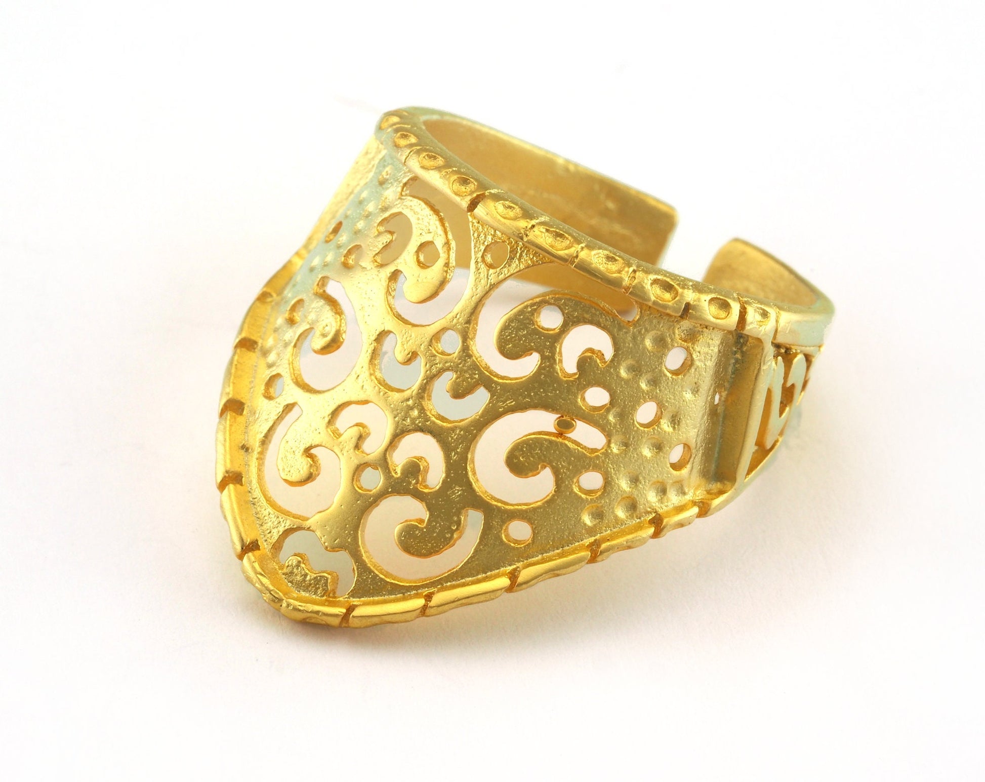 Adjustable Filigree Ring Matte Gold Plated Brass (19mm 9US inner size) OZ3210 ring23