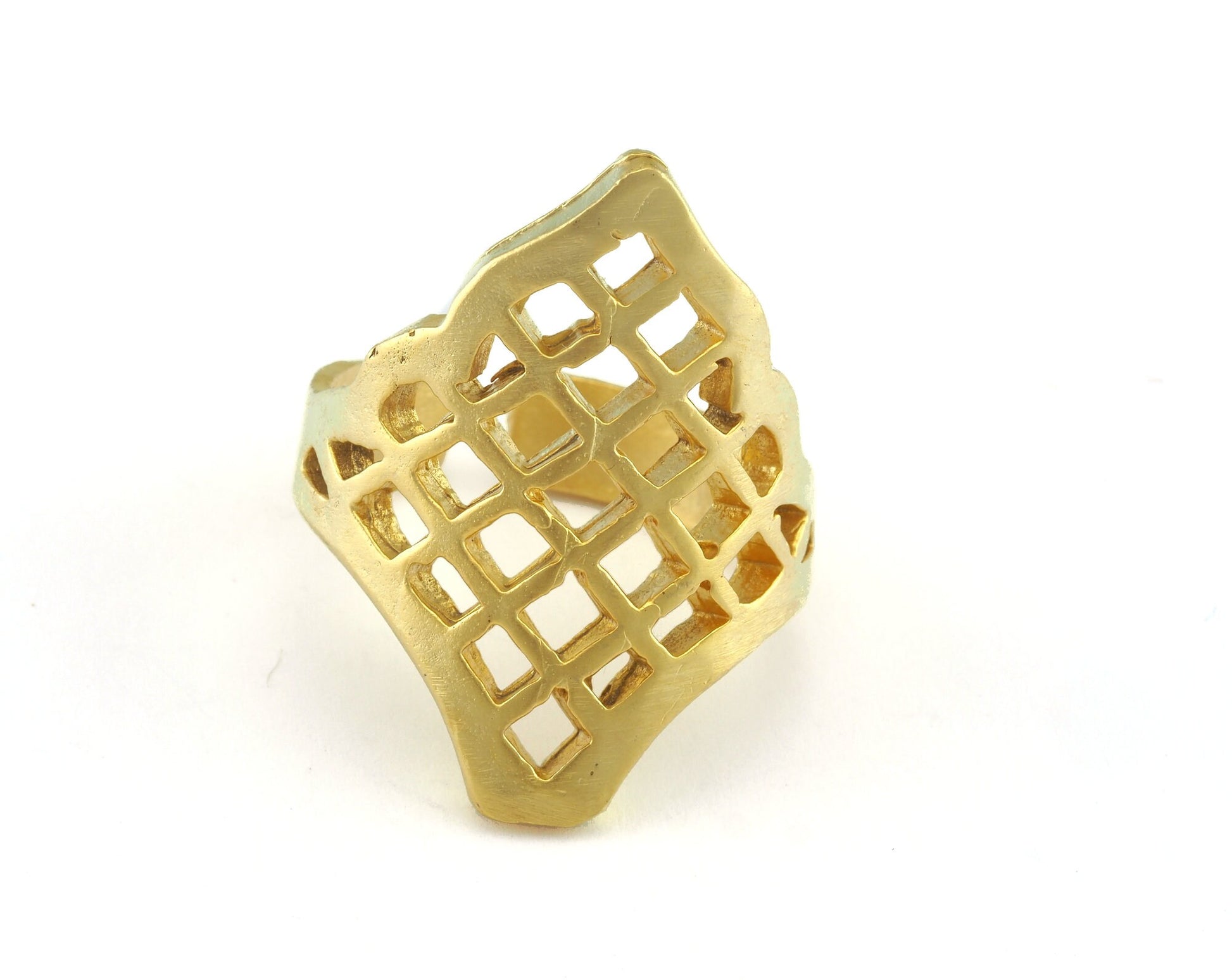 Adjustable Ring Brass Matte Gold Plated filigree brass (20mm 10US inner size ) OZ3212 ring23