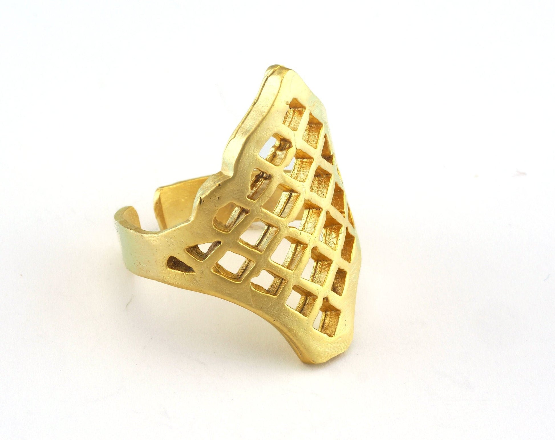 Adjustable Ring Brass Matte Gold Plated filigree brass (20mm 10US inner size ) OZ3212 ring23