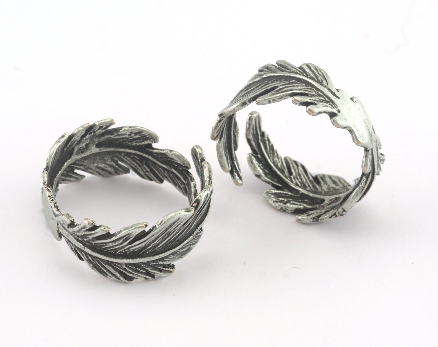 Leaf Ring Adjustable Antique Silver Plated brass (19mm 9US inner size) OZ3217 ring23