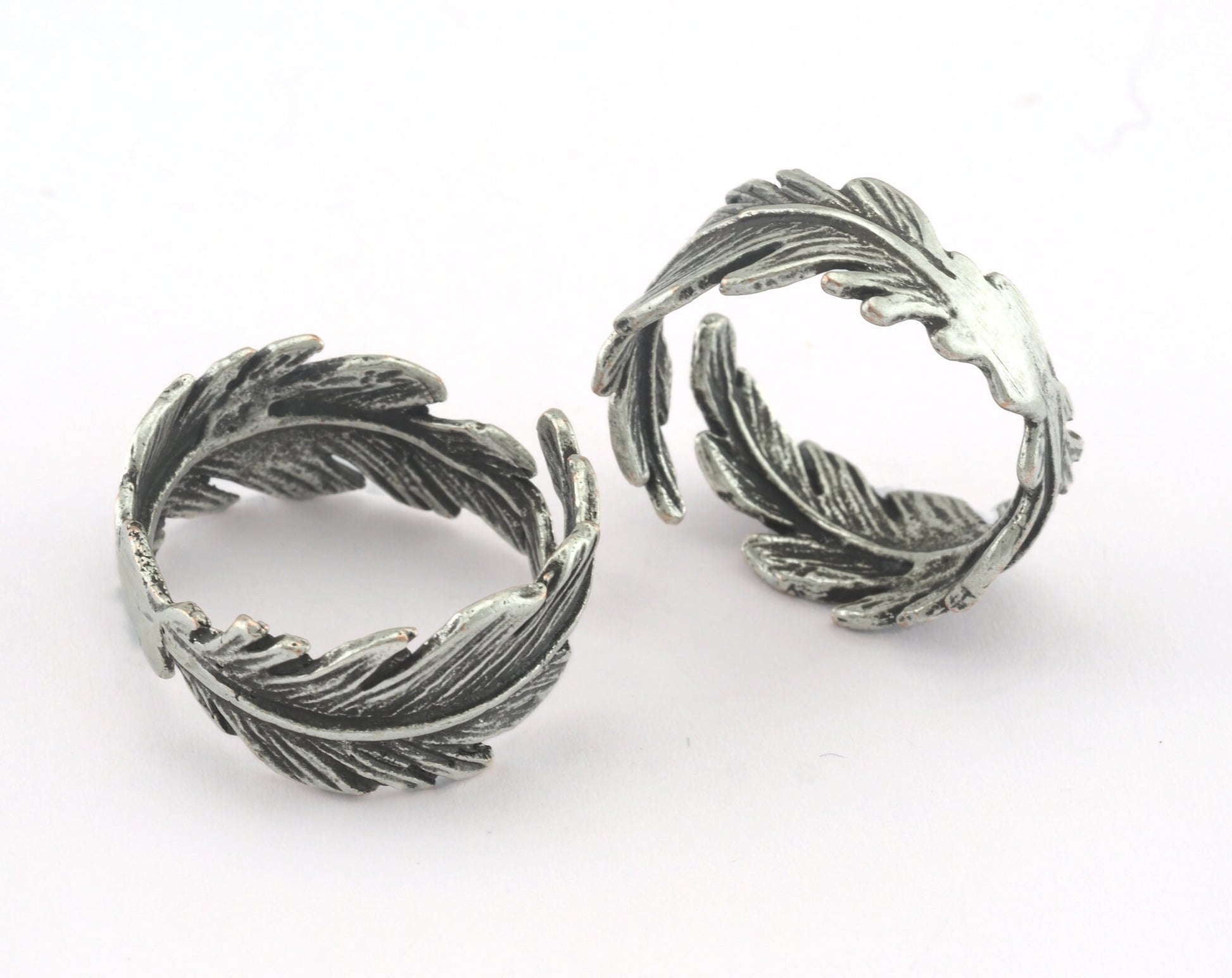 Leaf Ring Adjustable Antique Silver Plated brass (19mm 9US inner size) OZ3217 ring23