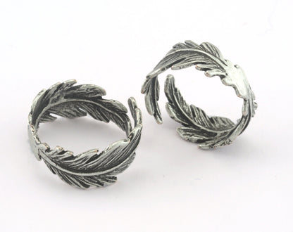 Leaf Ring Adjustable Antique Silver Plated brass (19mm 9US inner size) OZ3217 ring23
