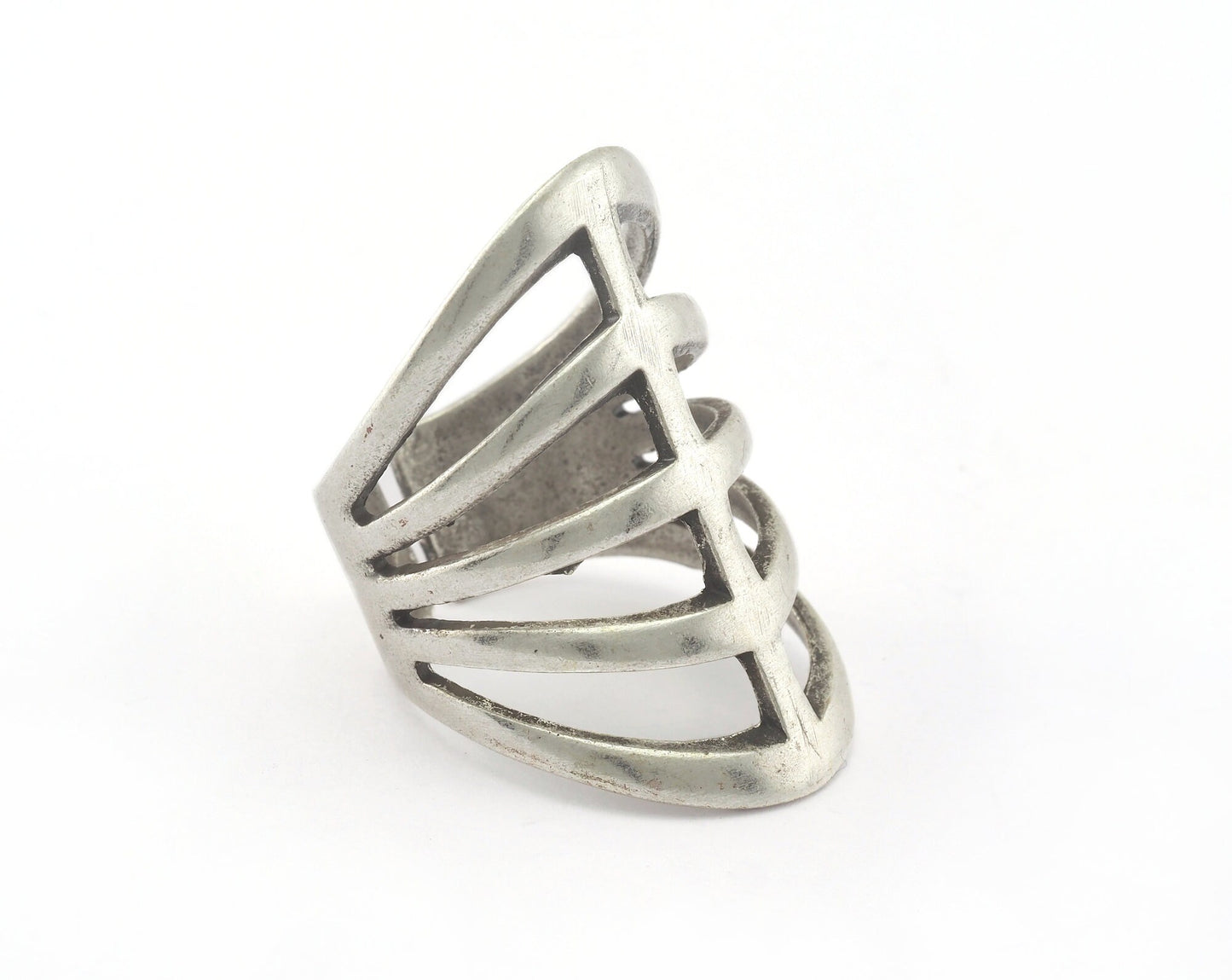 Ring Filigree Adjustable Ring Antique Silver Plated Brass 1 Pc. (18.5mm 8.5US inner size) OZ2091 33mm