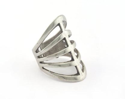 Ring Filigree Adjustable Ring Antique Silver Plated Brass 1 Pc. (18.5mm 8.5US inner size) OZ2091 33mm