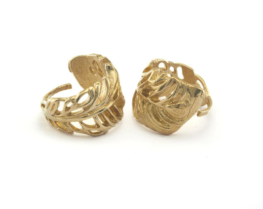 Leaf Ring Adjustable - Raw Brass (17mm 6.5US inner size) OZ766