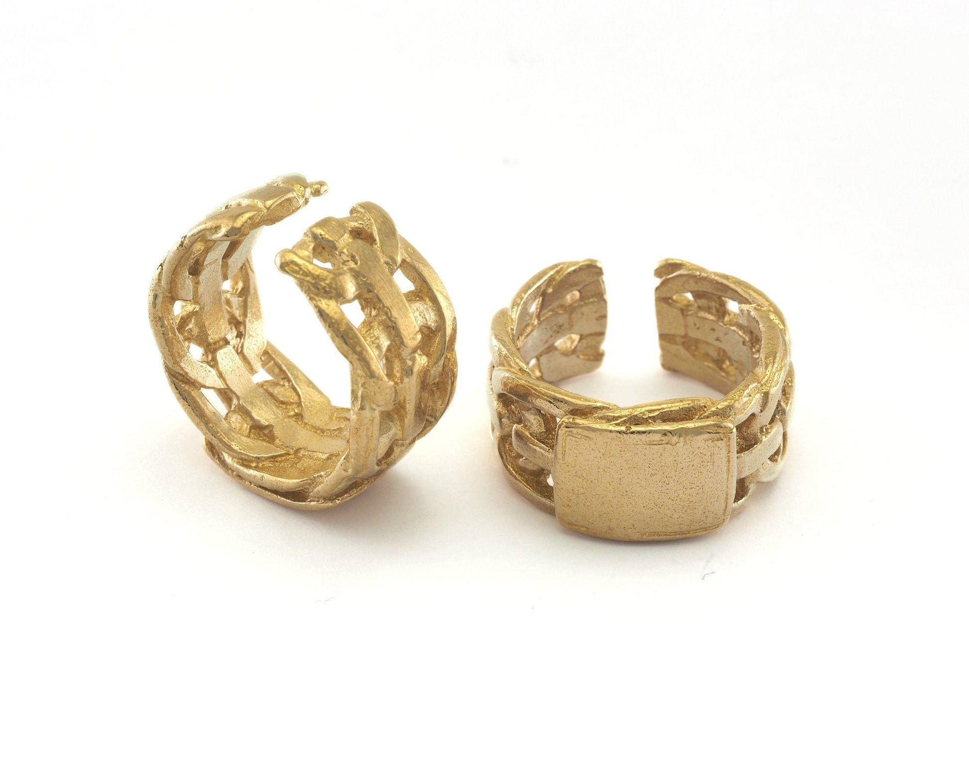 Signet Ring Chain Adjustable Ring Raw Brass 1 Pc. (18.5mm 8.5US inner size) OZ786 25mm