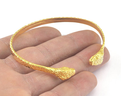Snake Bracelet Shiny Gold Plated Brass (50mm inner size - Adjustable ) OZ4679