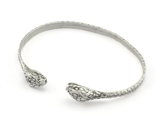 Snake Bracelet Antique Silver Plated Brass Large (70mm inner size - Adjustable ) OZ4384