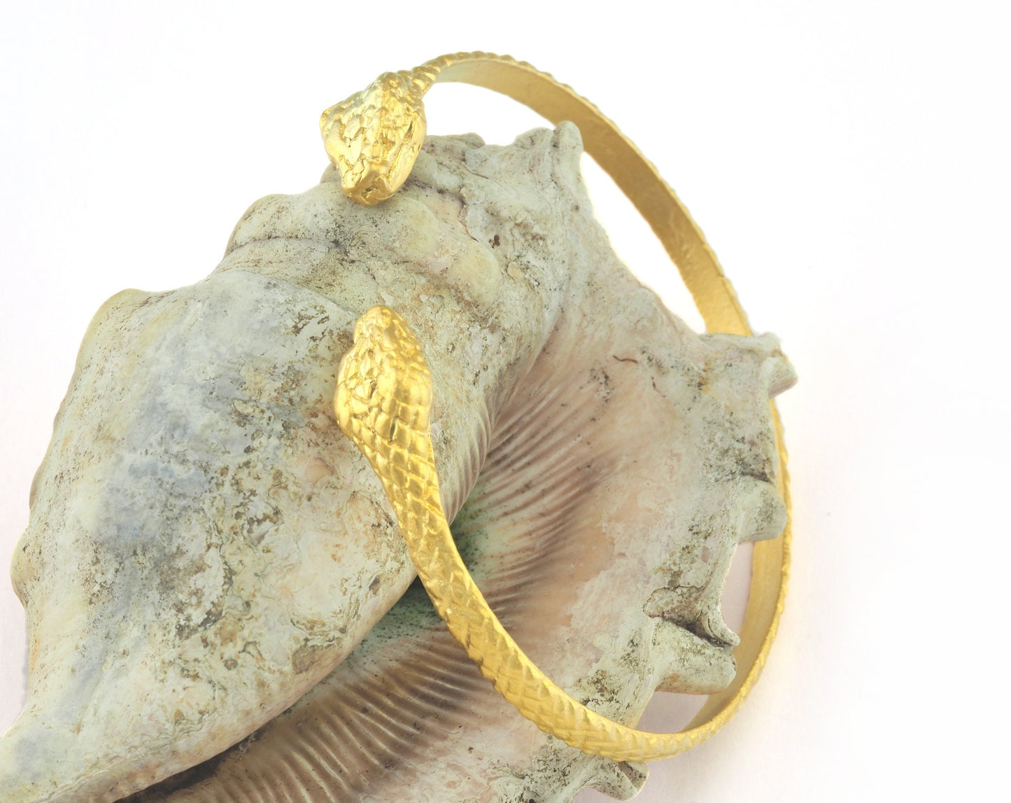 Snake Bracelet Matte Gold Plated Brass (64mm inner size - Adjustable ) OZ3159
