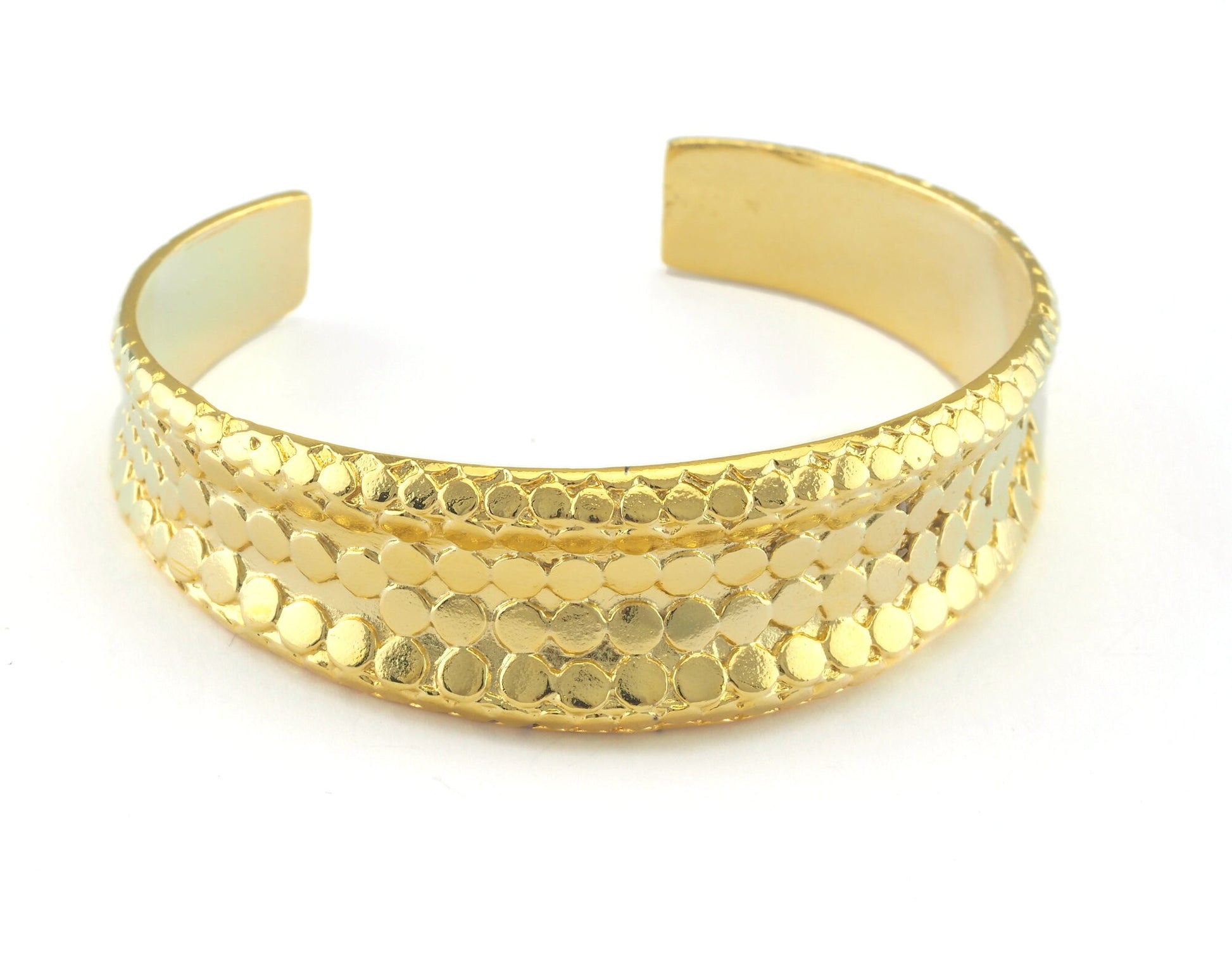 Dotted Shape Bracelet Shiny Gold Plated Brass (60mm inner size - Adjustable ) OZ3155