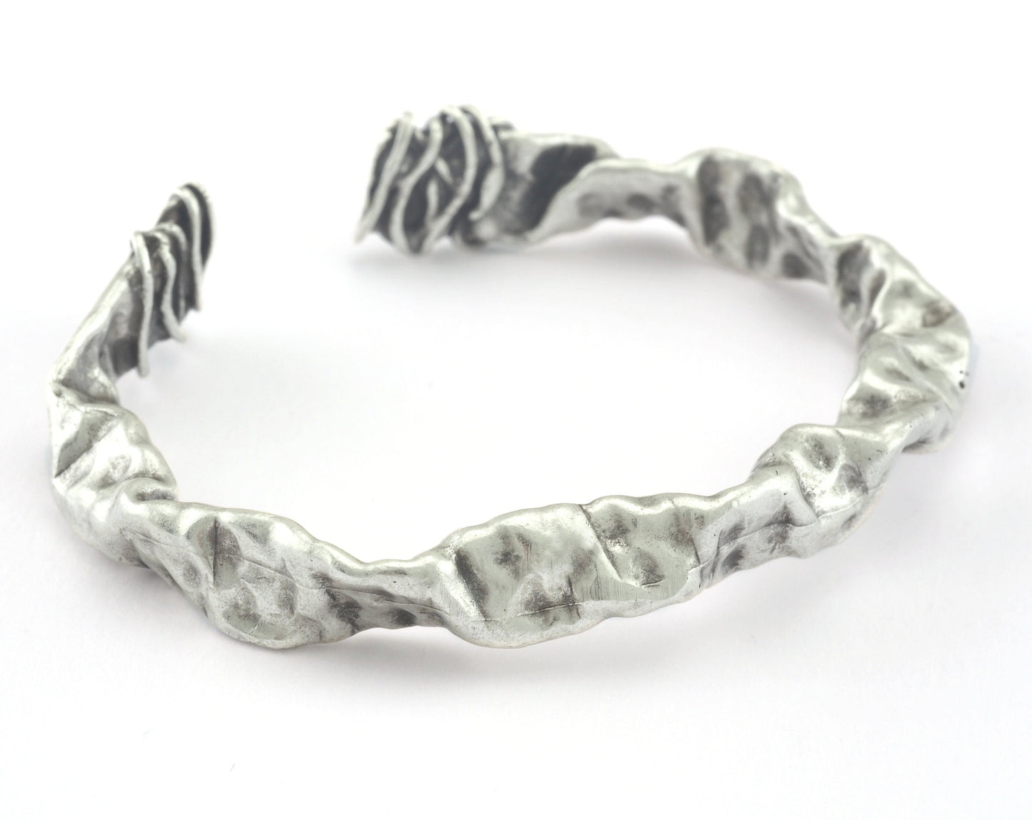Organic Bracelet Antique Silver Plated Brass (64mm inner size - Adjustable ) OZ3149