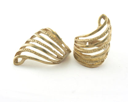 Stripes Ring Adjustable 29mm Raw Brass (18mm 8US inner size) OZ2509