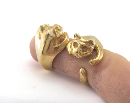 Cat Adjustable Ring Raw Brass (16.5mm 6US inner size) 5039