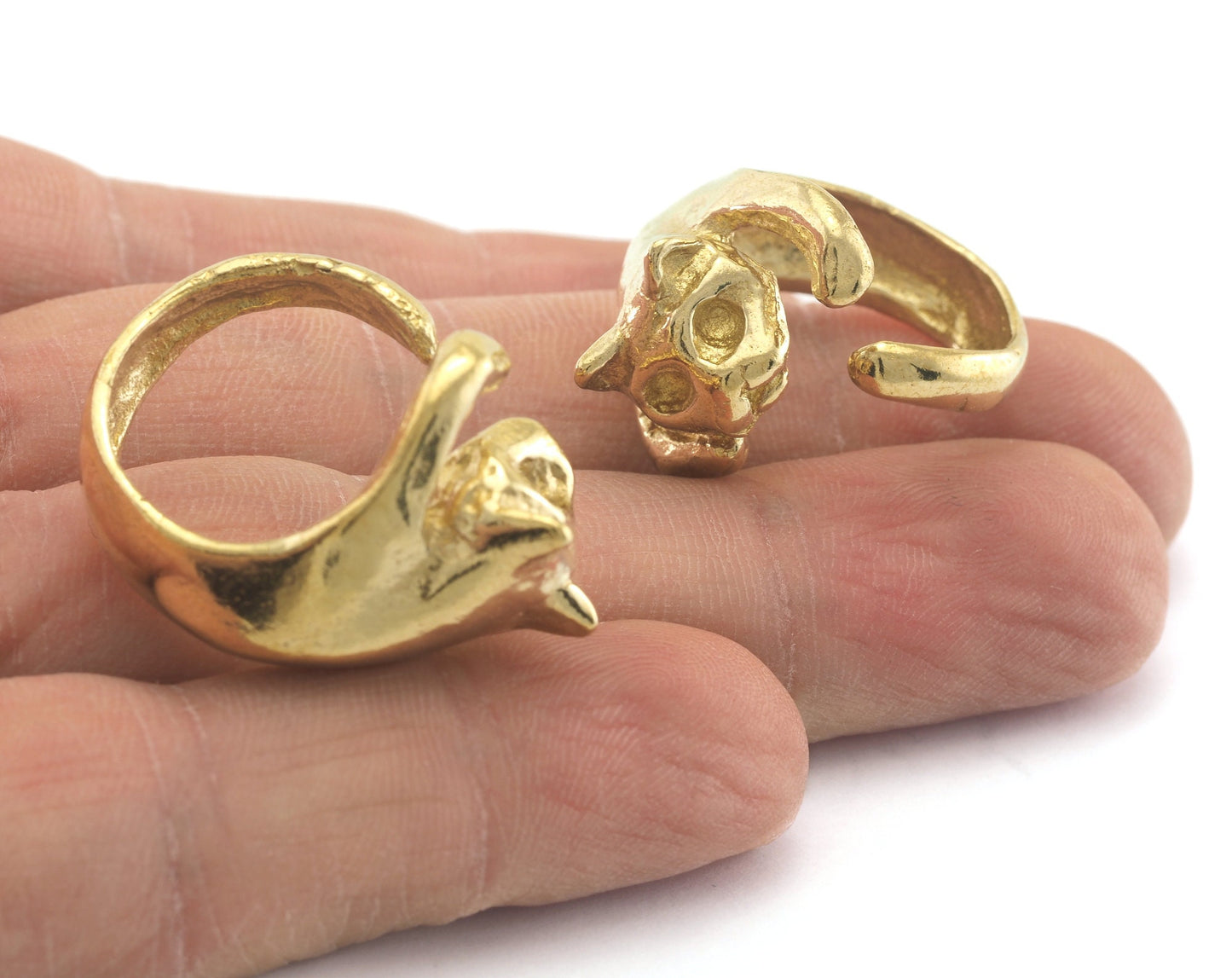 Cat Adjustable Ring Raw Brass (16.5mm 6US inner size) 5039