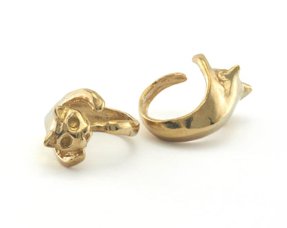 Cat Adjustable Ring Raw Brass (16.5mm 6US inner size) 5039