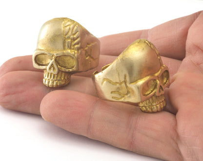 Skull Ring Adjustable Raw Brass (21mm 11US inner size) OZ2227