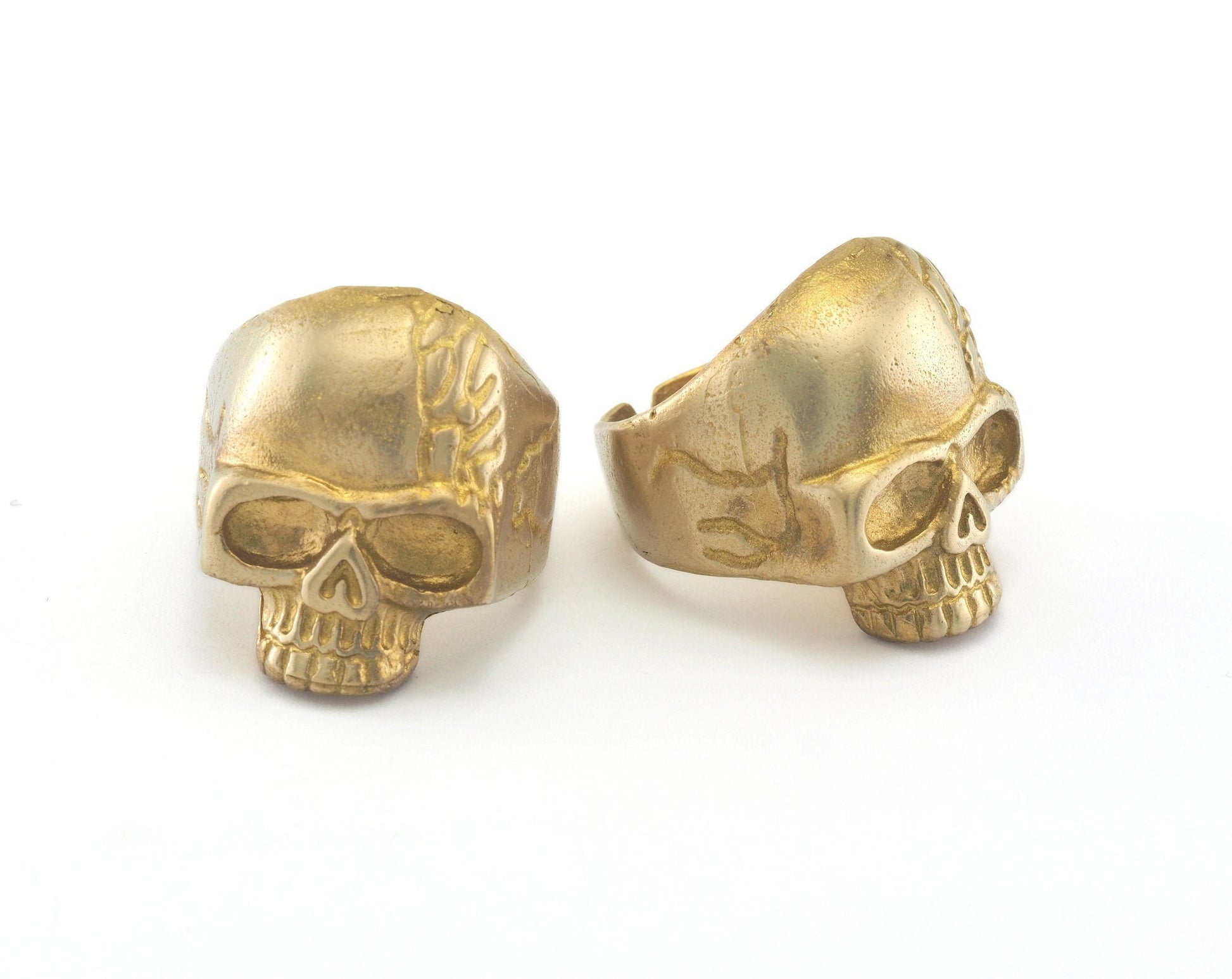 Skull Ring Adjustable Raw Brass (21mm 11US inner size) OZ2227