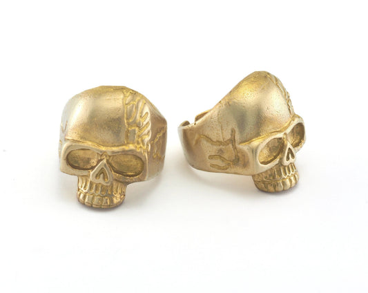Skull Ring Adjustable Raw Brass (21mm 11US inner size) OZ2227