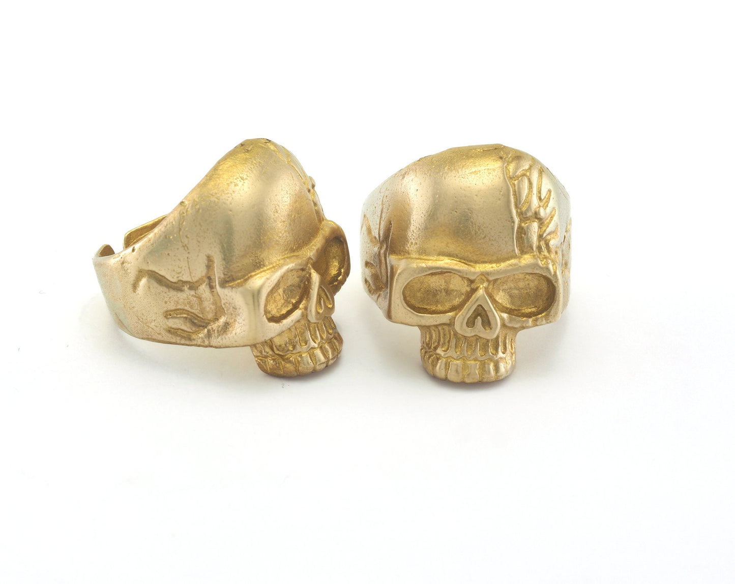 Skull Ring Adjustable Raw Brass (21mm 11US inner size) OZ2227