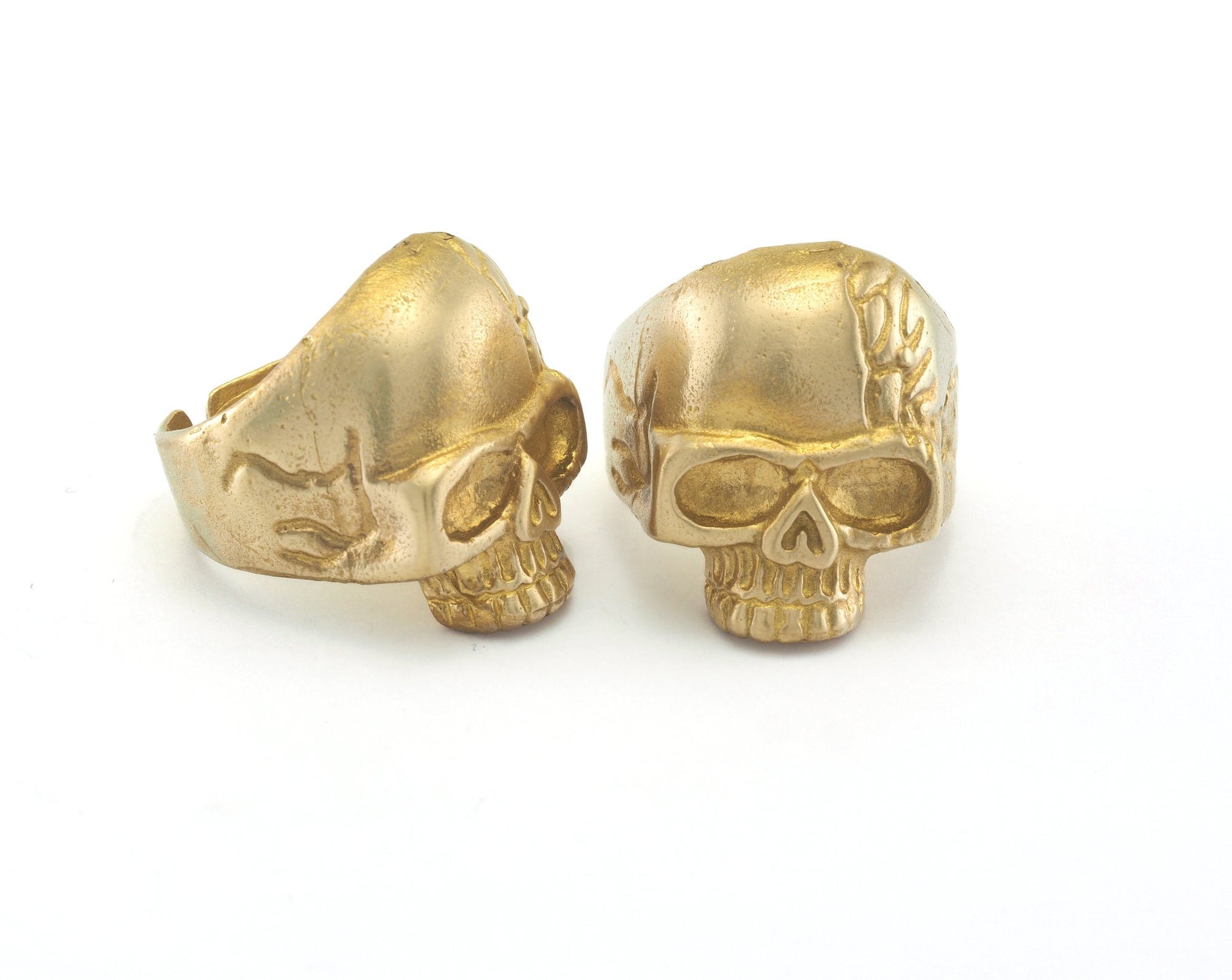 Skull Ring Adjustable Raw Brass (21mm 11US inner size) OZ2227