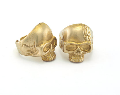 Skull Ring Adjustable Raw Brass (21mm 11US inner size) OZ2227