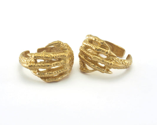 Ring Hand Claw Adjustable Ring Raw brass (18.5mm 8.5US inner size) OZ2572