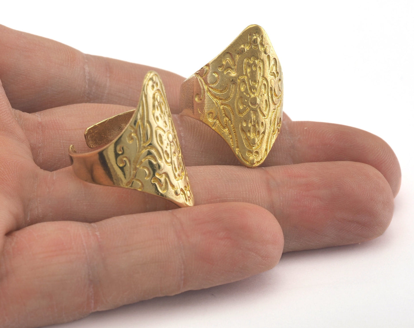 Rhombus Ring Adjustable Ring Raw brass (18.5mm 8.5US inner size) OZ2818 28mm