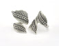 Leaf Ring Adjustable Bezel Antique Silver Plated brass (17.5mm 7US inner size - Adjustable ) OZ2816