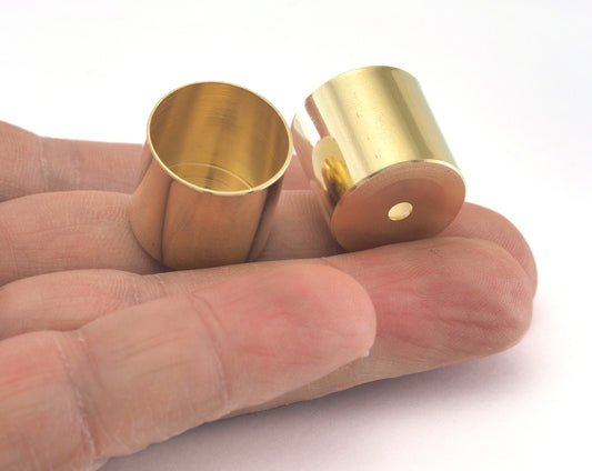 End caps, 16x16mm 15mm inner with 2mm hole raw brass findings ENC15 4217