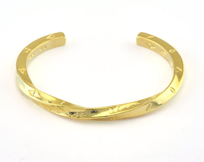 Cuff Bracelet Swirl Adjustable Shiny Gold Plated Brass (62mm inner size - Adjustable ) OZ3167