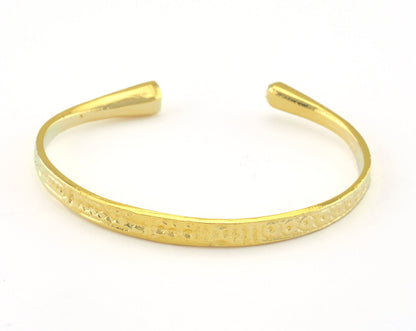 Bracelet Old symbols Adjustable Shiny Gold Plated Brass (50mm inner size - Adjustable ) OZ3178