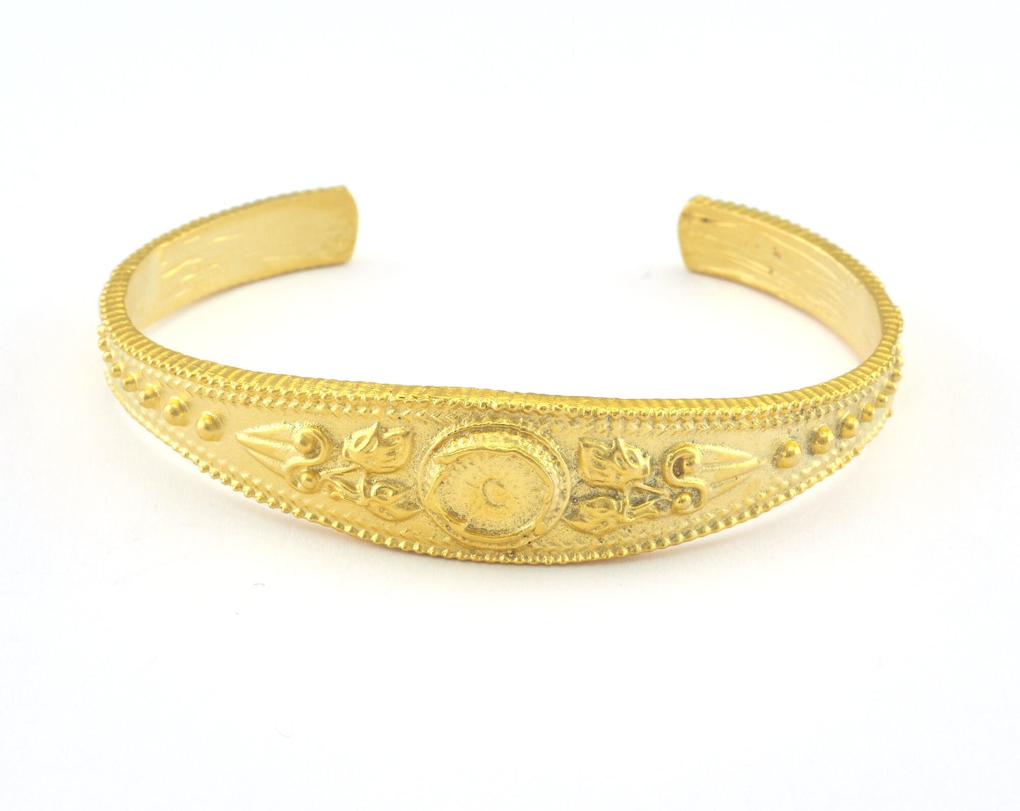 Textured Bracelet Matte Gold Plated Brass Adjustable (58mm inner size - Adjustable ) OZ3164