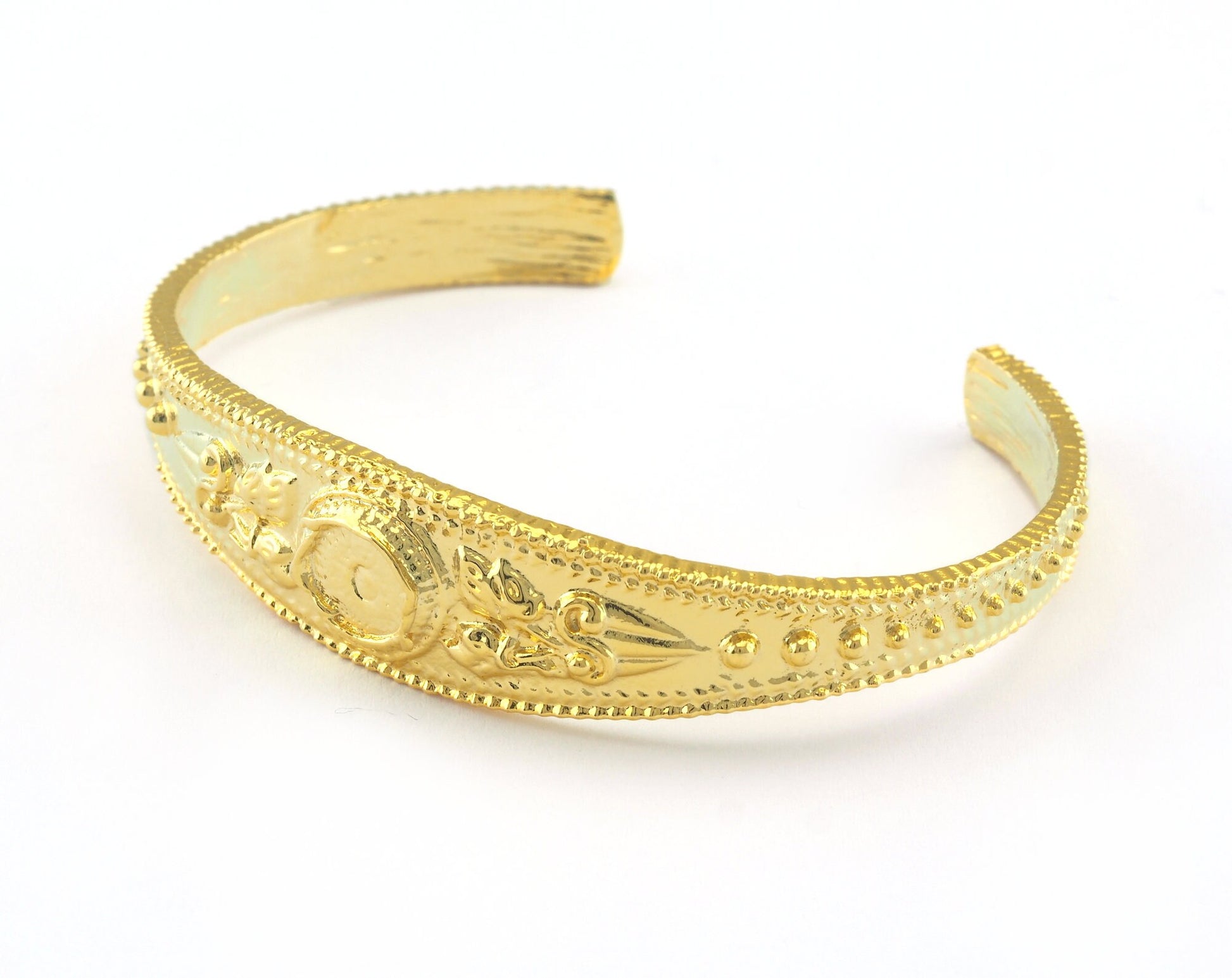 Textured Bracelet Shiny Gold Plated Brass (58mm inner size - Adjustable ) OZ3164